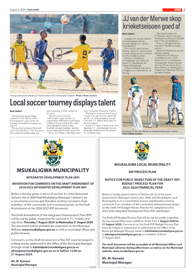 Highvelder Newspaper 2 August 2024 page 7