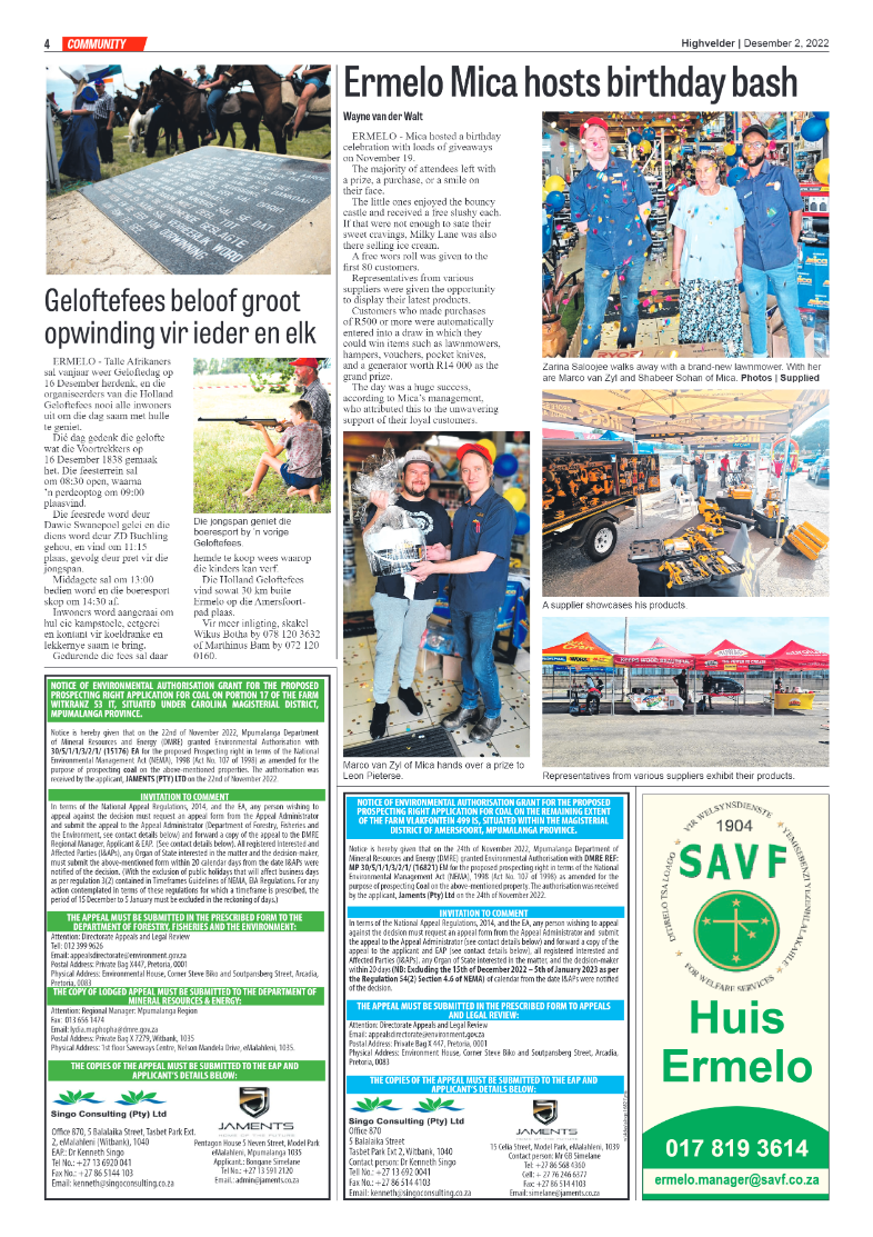 Highvelder Newspaper 2 December 2022 page 4