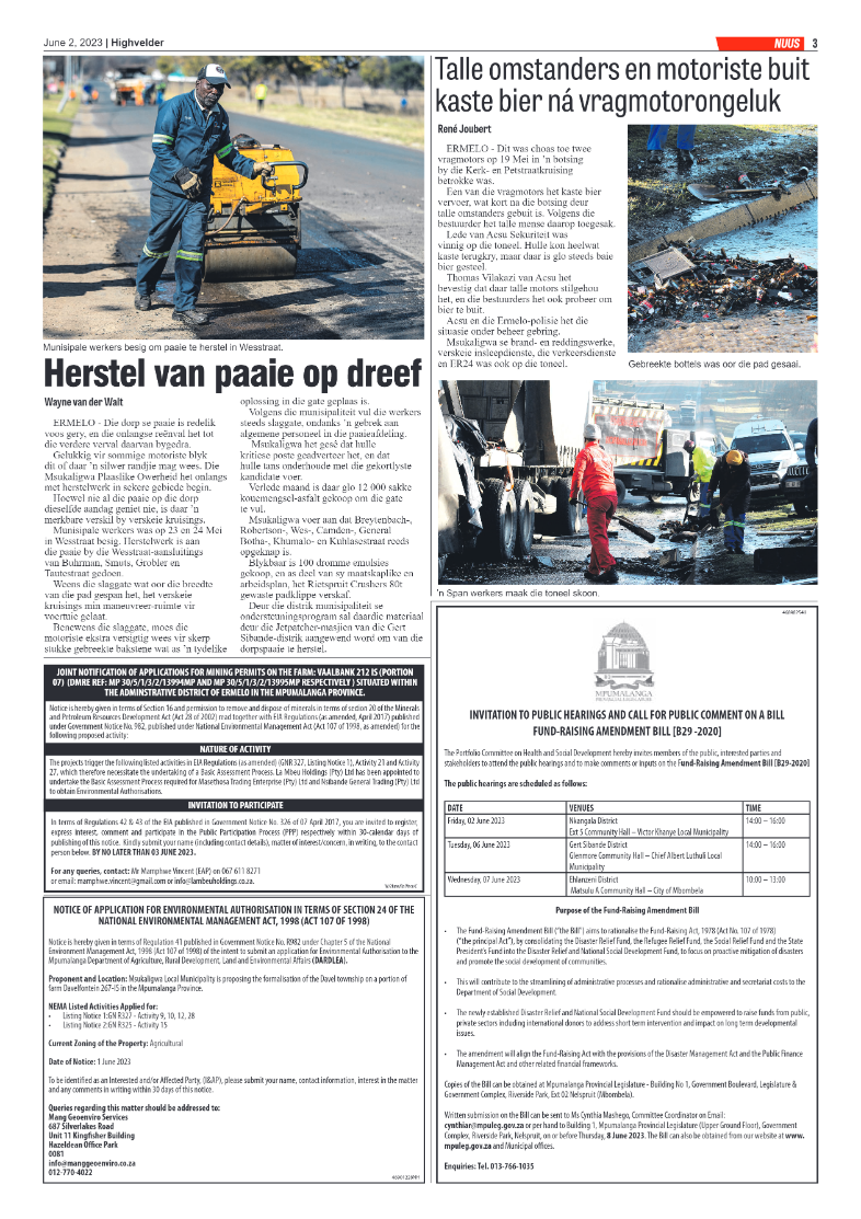 Highvelder Newspaper 2 June 2023 page 3