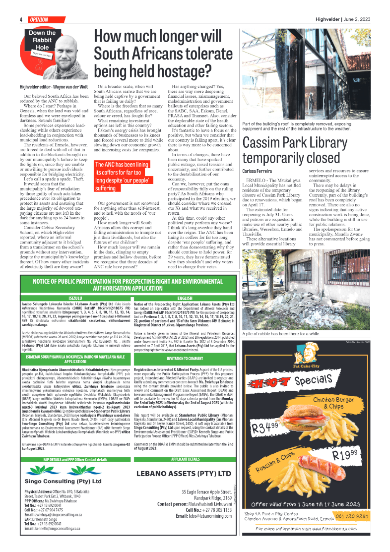 Highvelder Newspaper 2 June 2023 page 4