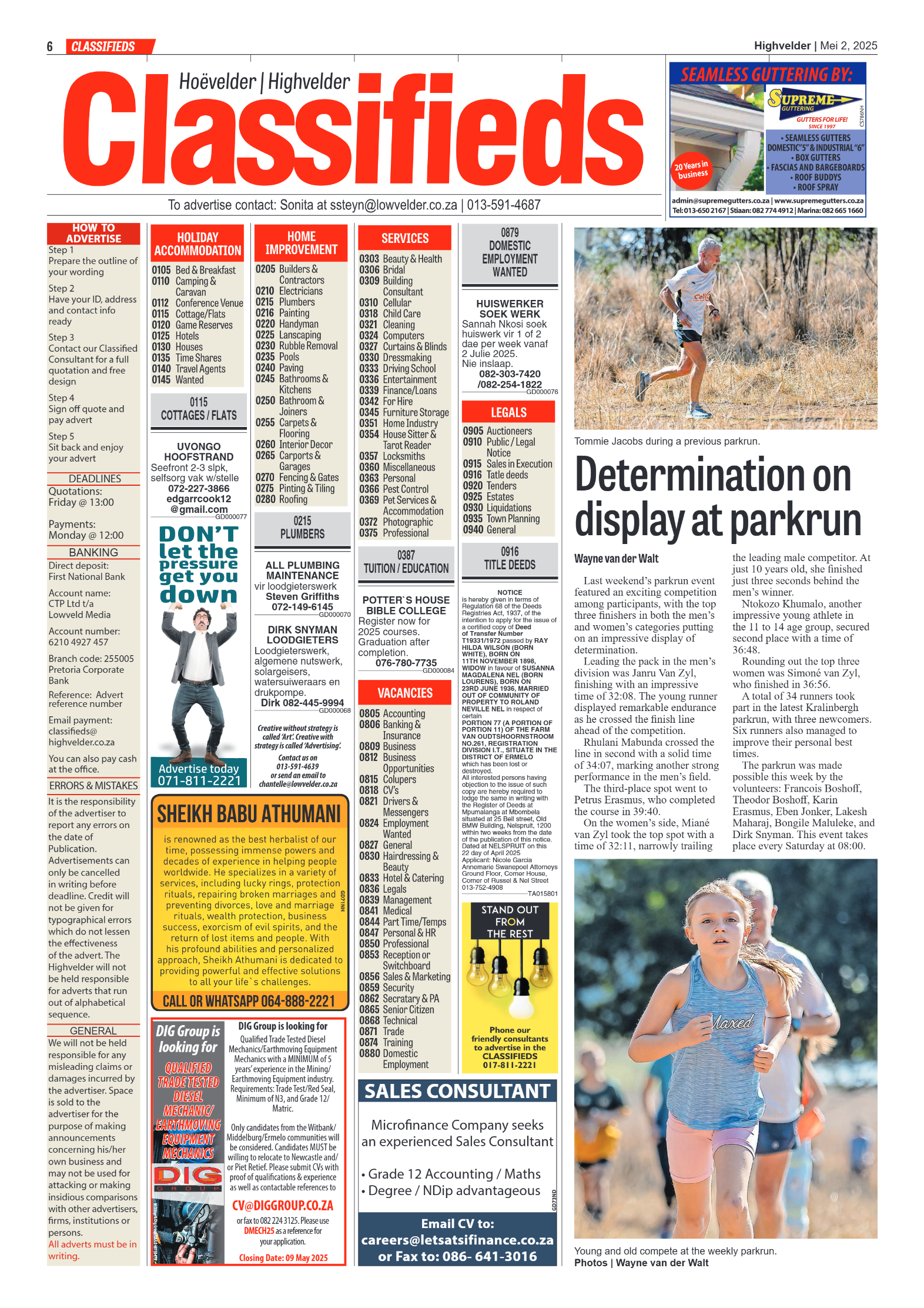 Highvelder Newspaper 2 May 2025 page 6