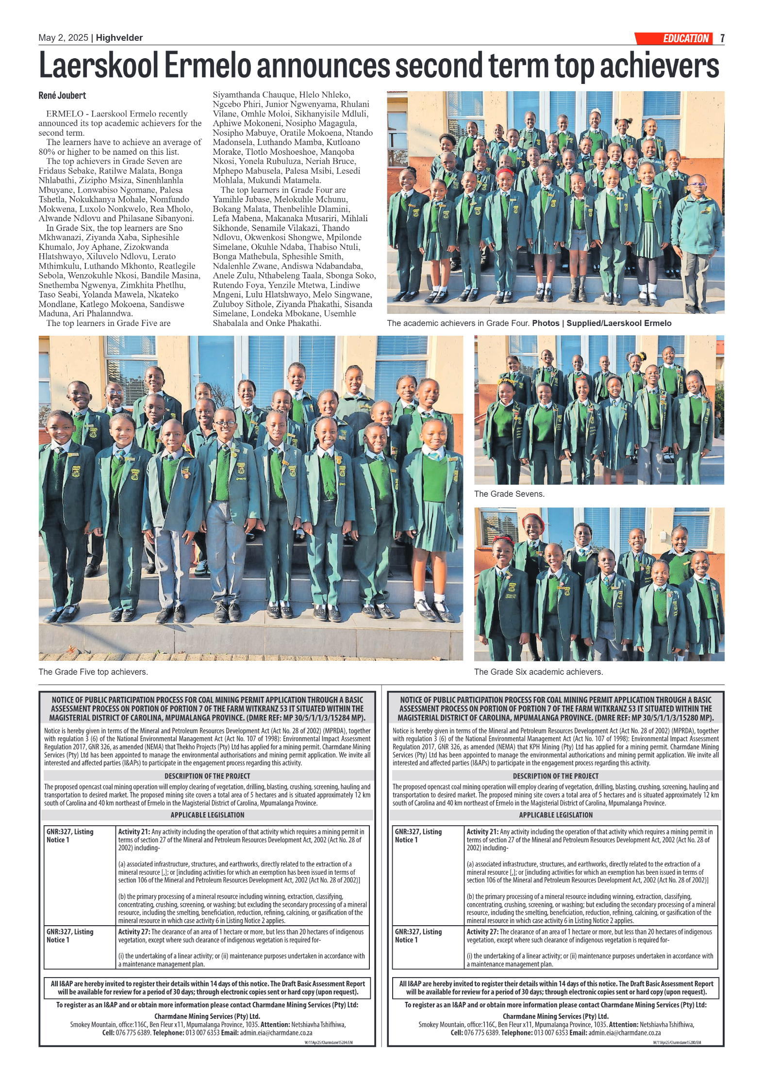 Highvelder Newspaper 2 May 2025 page 7