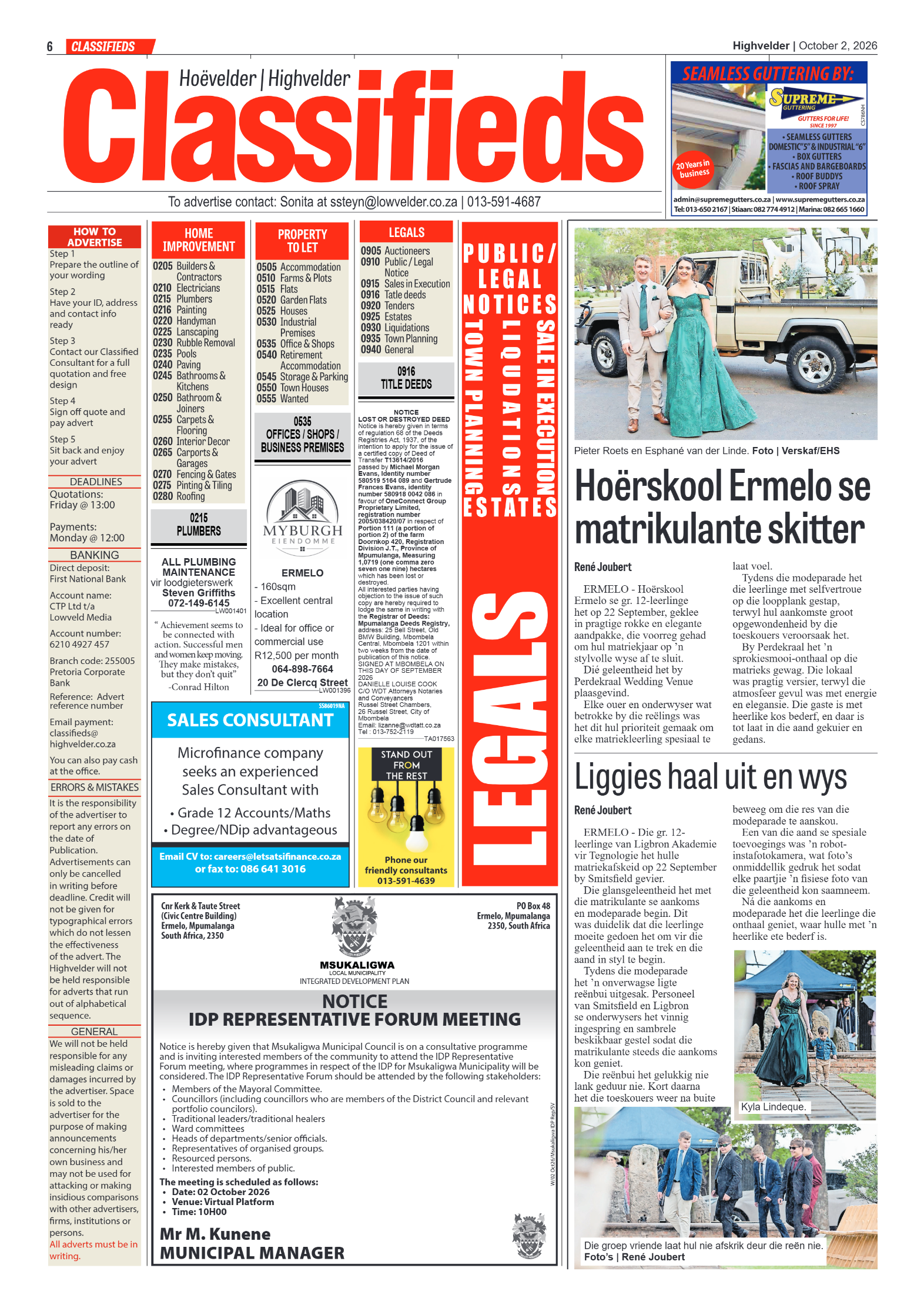 Highvelder Newspaper 2 October 2026 page 6