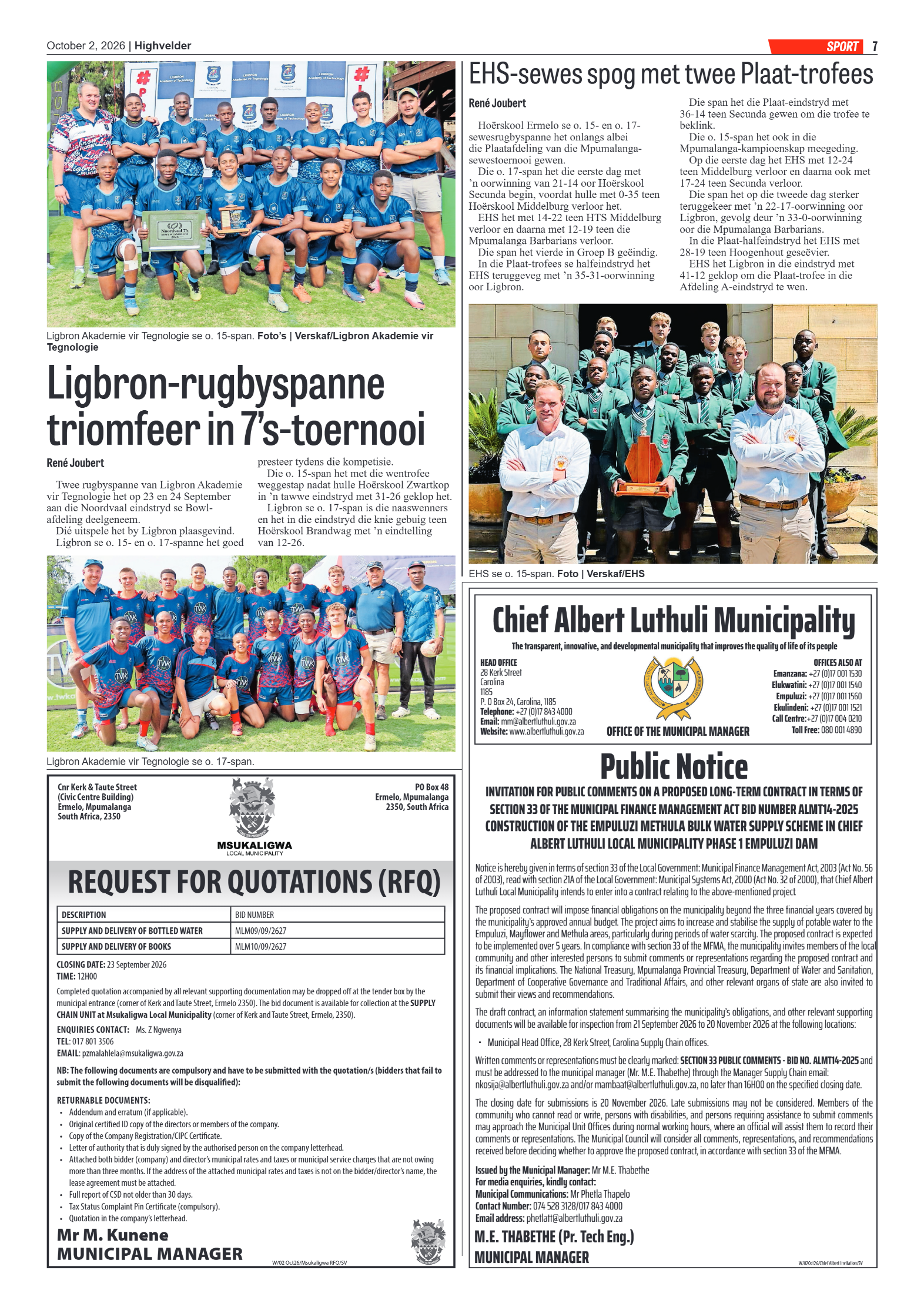 Highvelder Newspaper 2 October 2026 page 7