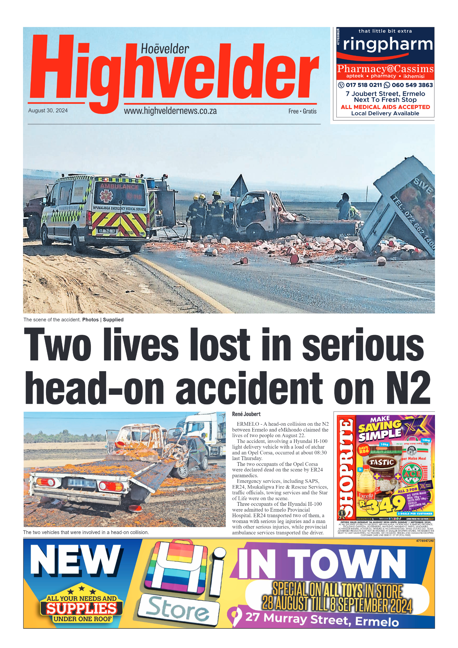 Highvelder Newspaper 30 August 2024 page 1