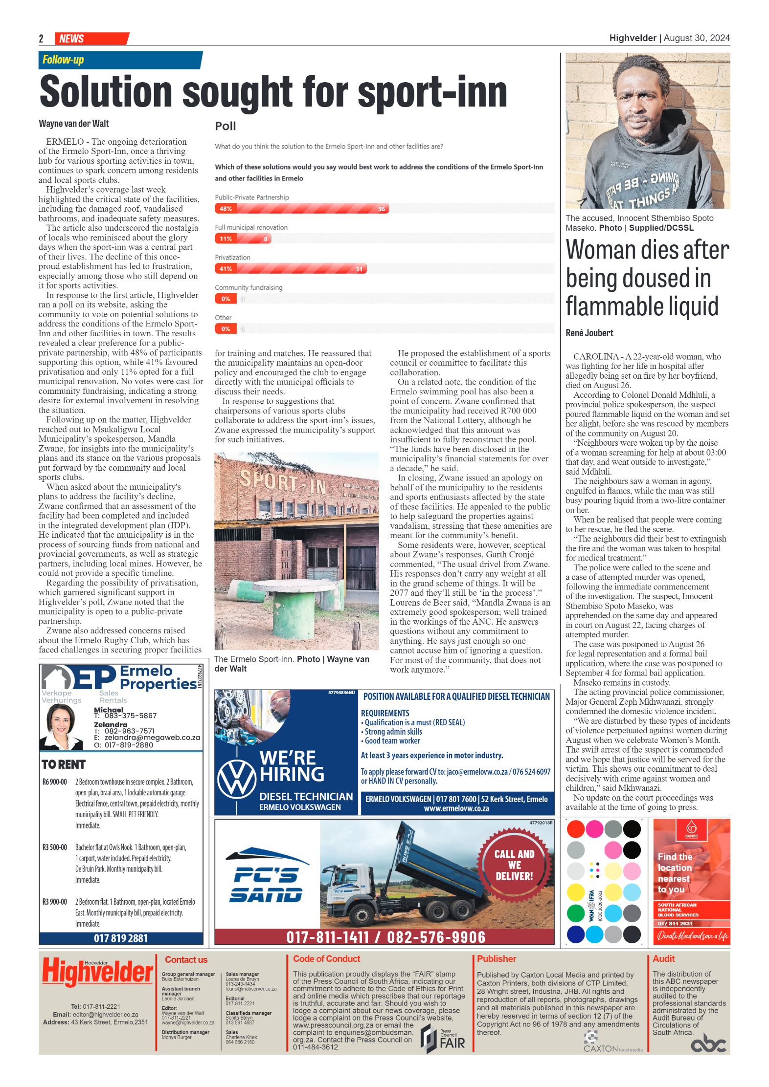 Highvelder Newspaper 30 August 2024 page 2
