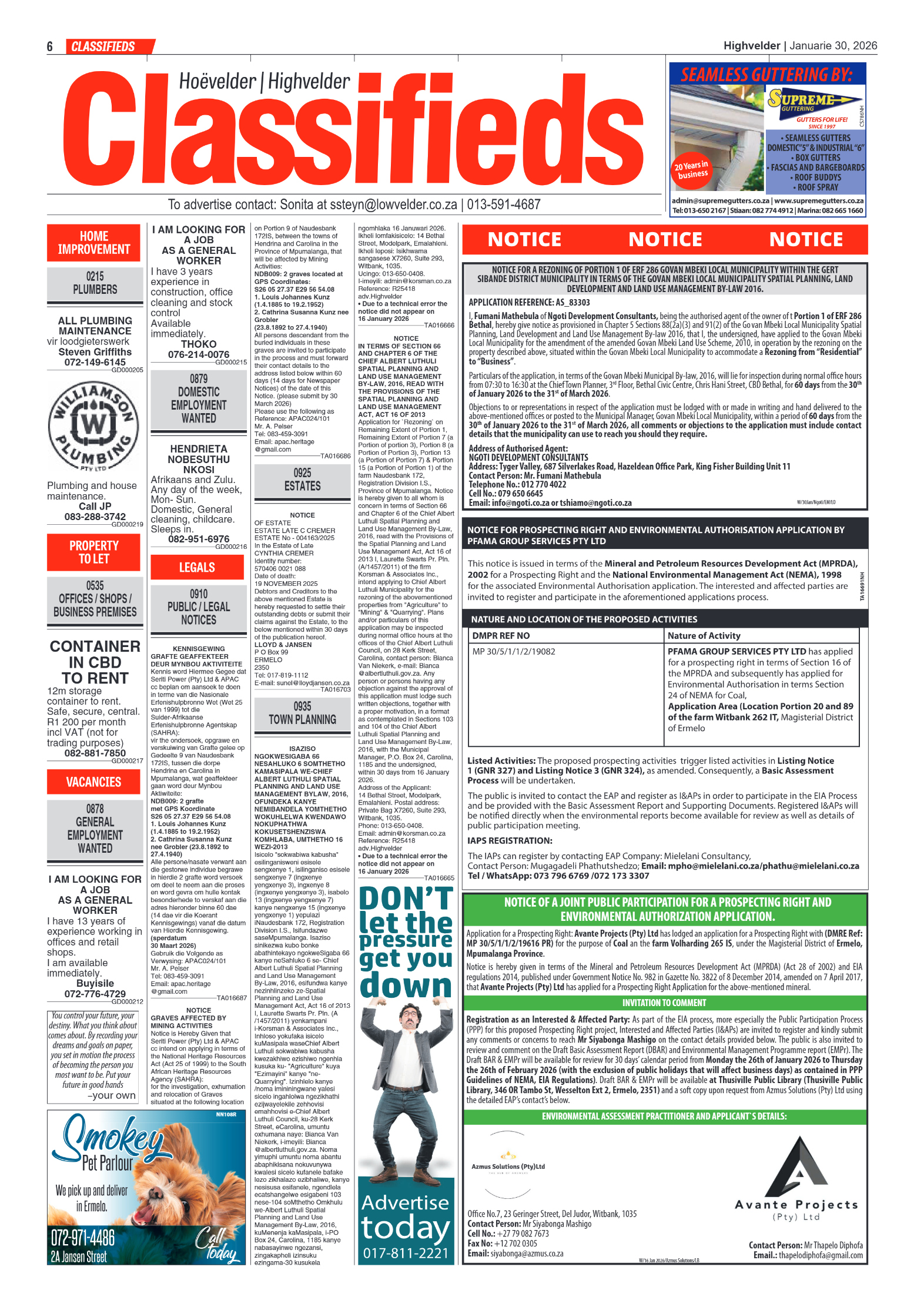 Highvelder Newspaper 30 January 2026 page 6