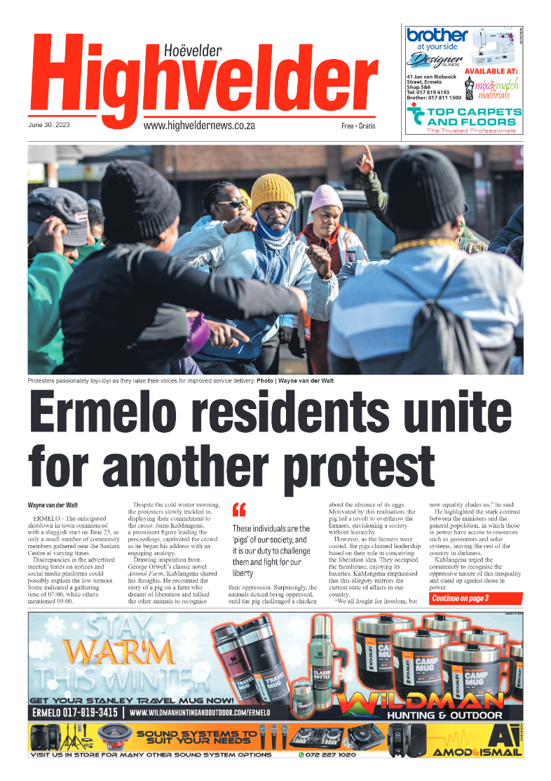 Highvelder Newspaper 30 June 2023 page 1
