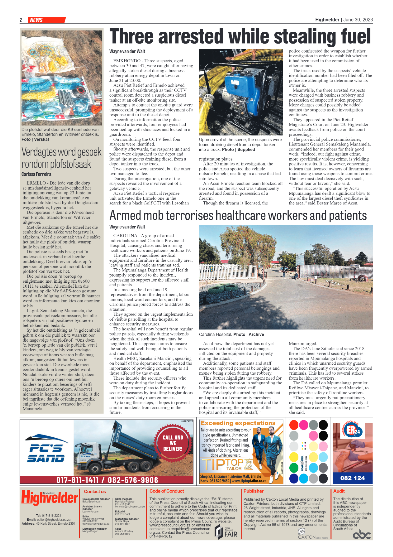 Highvelder Newspaper 30 June 2023 page 2