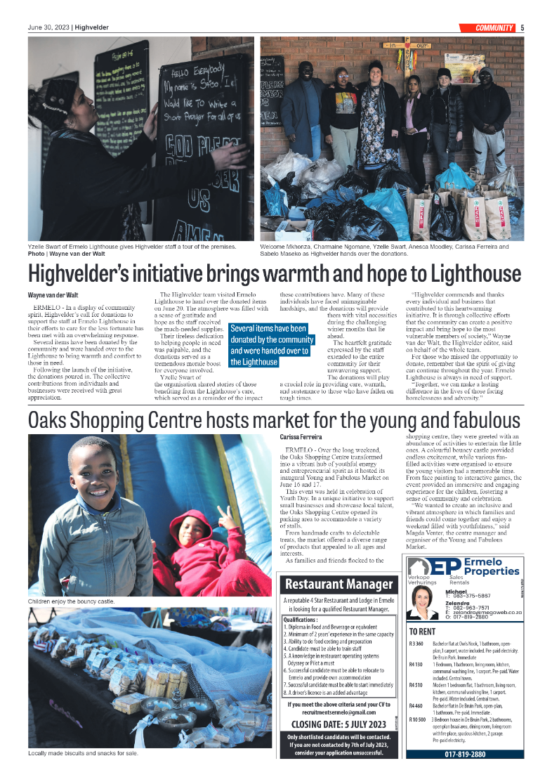 Highvelder Newspaper 30 June 2023 page 5