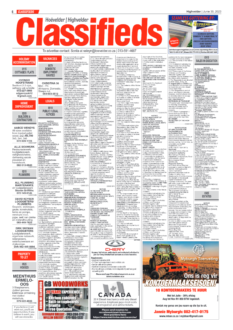 Highvelder Newspaper 30 June 2023 page 6