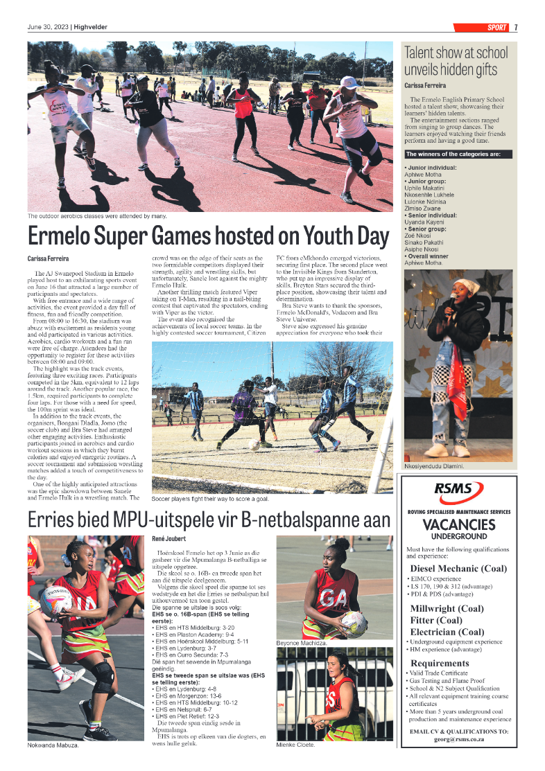 Highvelder Newspaper 30 June 2023 page 7