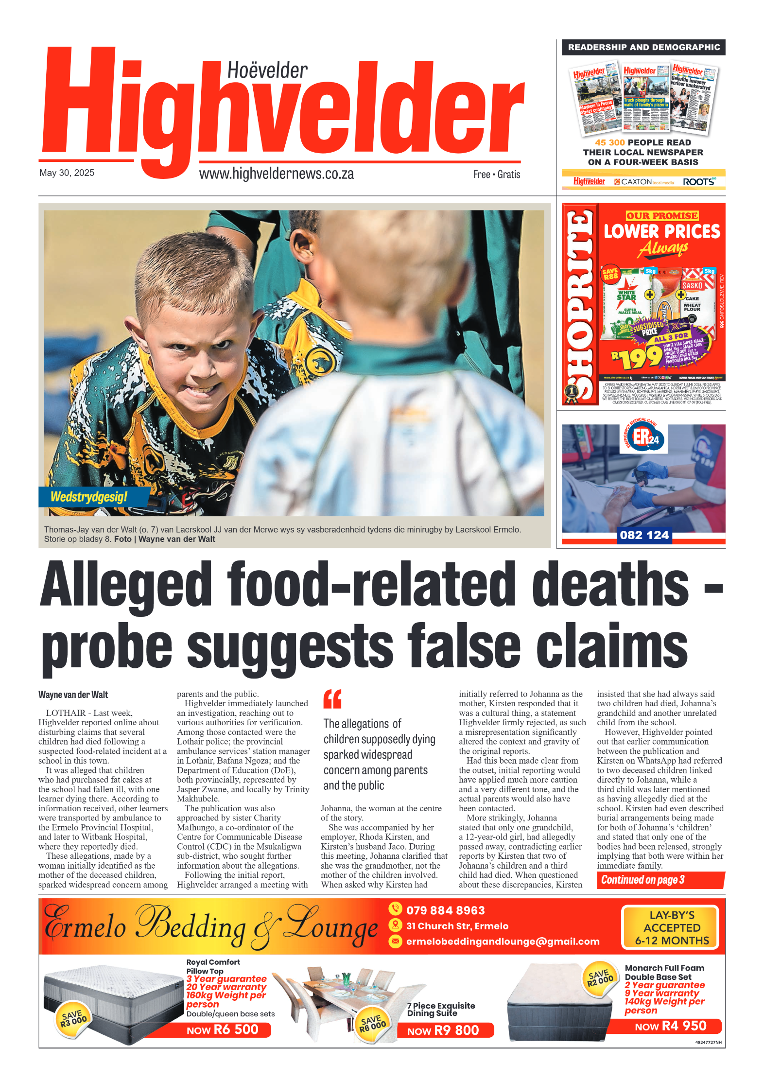 Highvelder Newspaper 30 May 2025 page 1