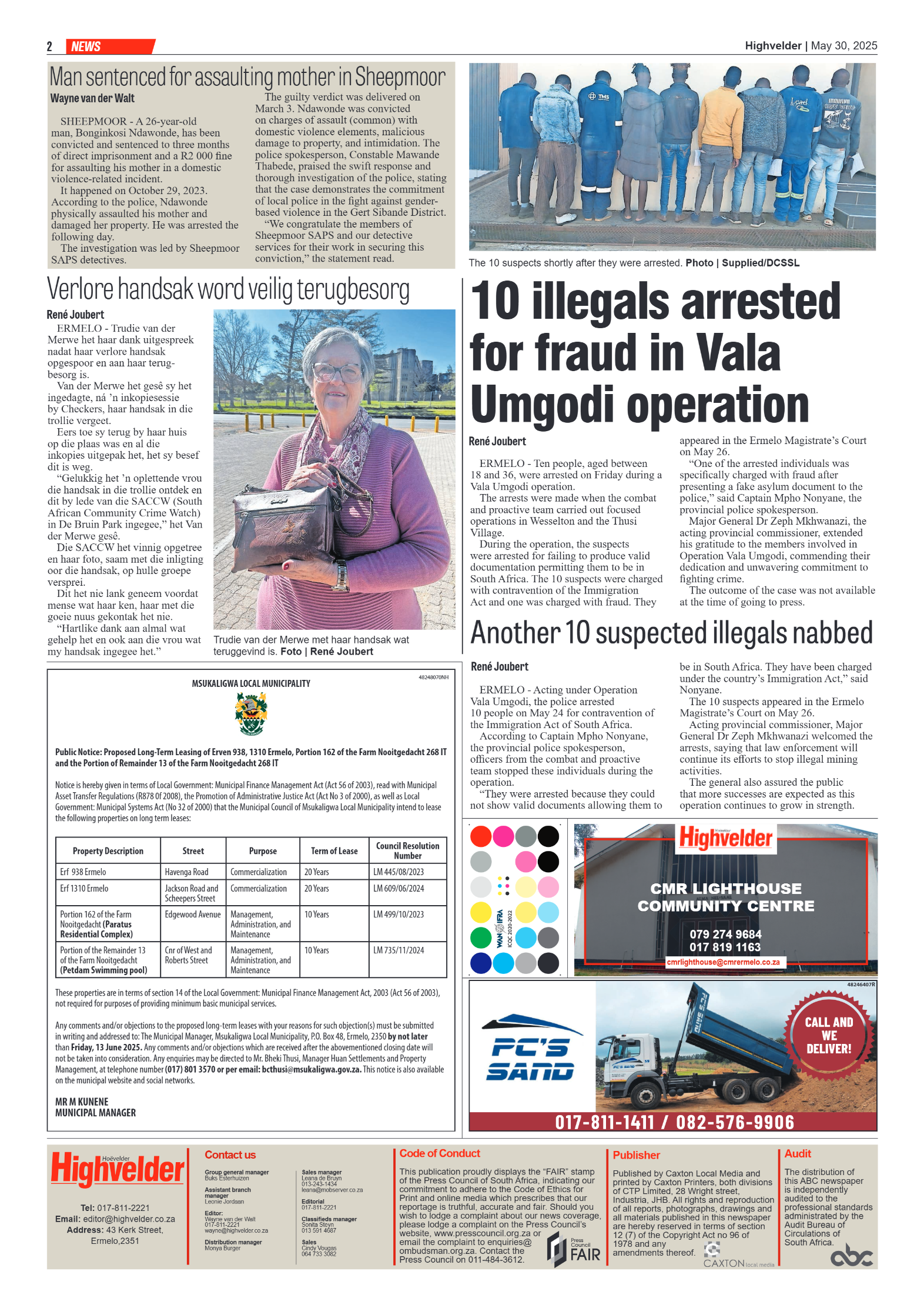 Highvelder Newspaper 30 May 2025 page 2