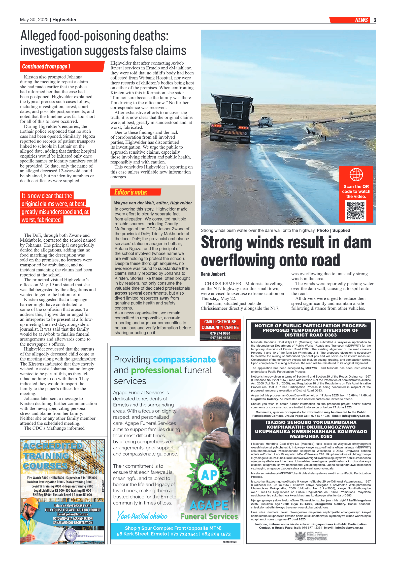 Highvelder Newspaper 30 May 2025 page 3