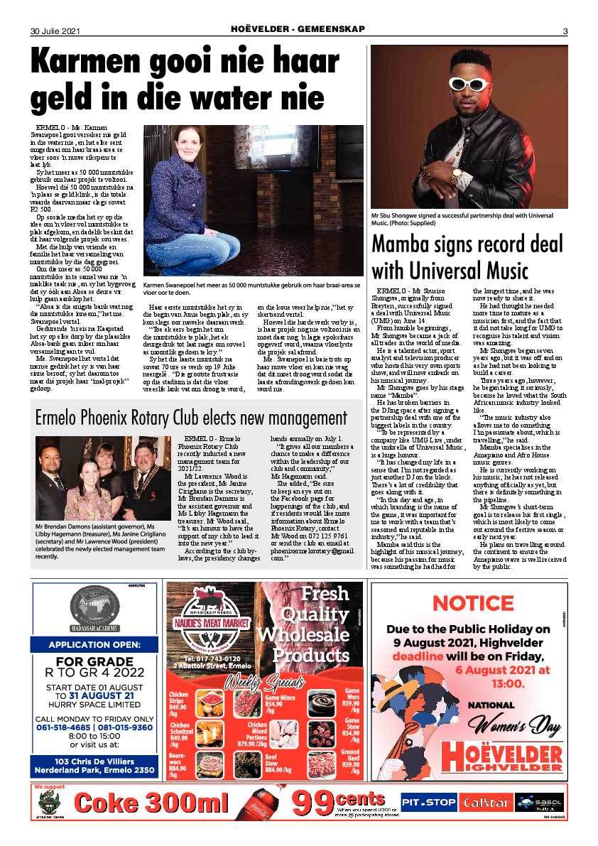 Highvelder Newspaper 30 July page 3