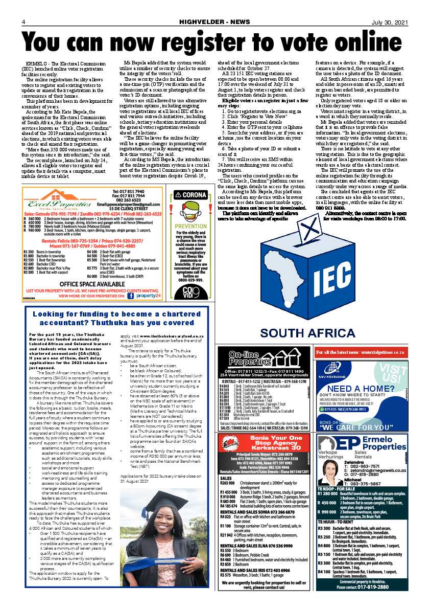Highvelder Newspaper 30 July page 4