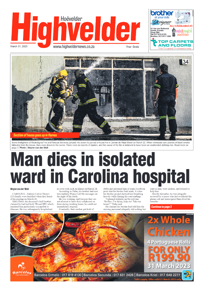 Highvelder Newspaper 31 March 2023 page 1