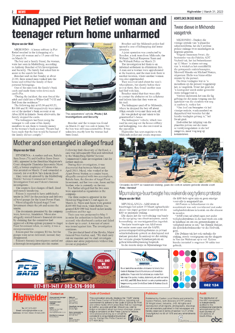 Highvelder Newspaper 31 March 2023 page 2