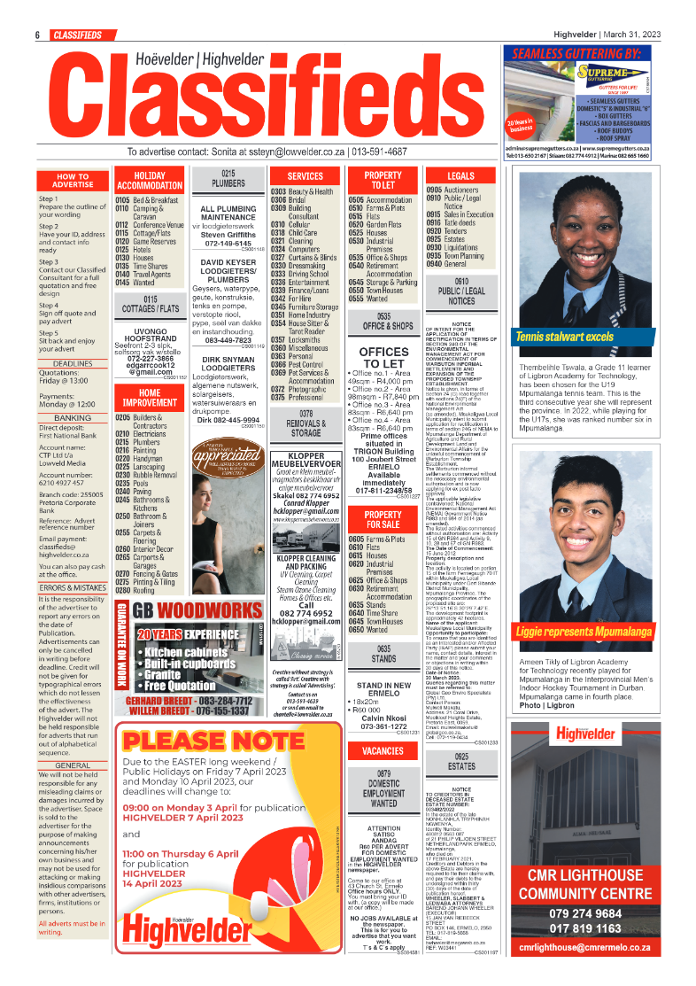 Highvelder Newspaper 31 March 2023 page 6