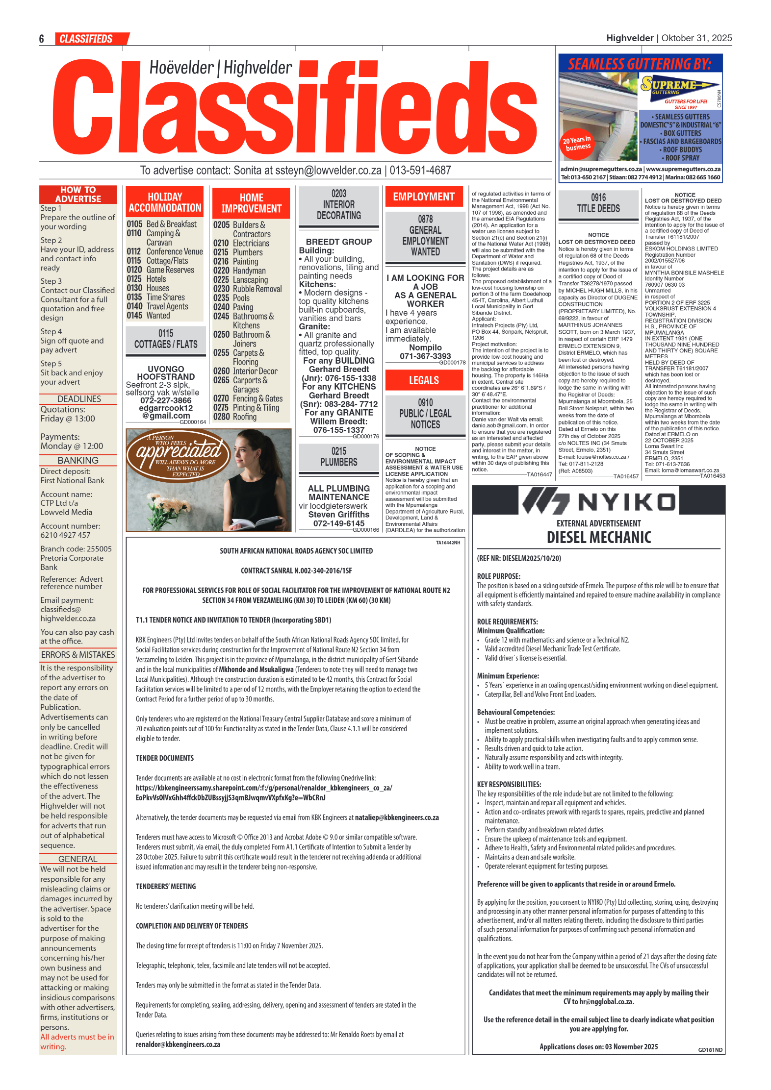 Highvelder Newspaper 31 October 2025 page 6