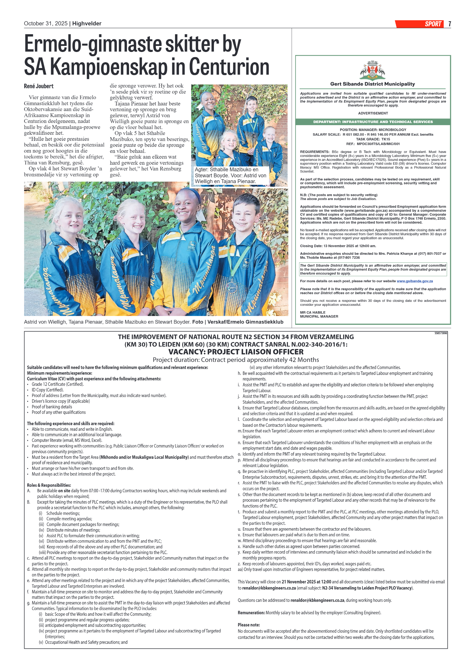 Highvelder Newspaper 31 October 2025 page 7