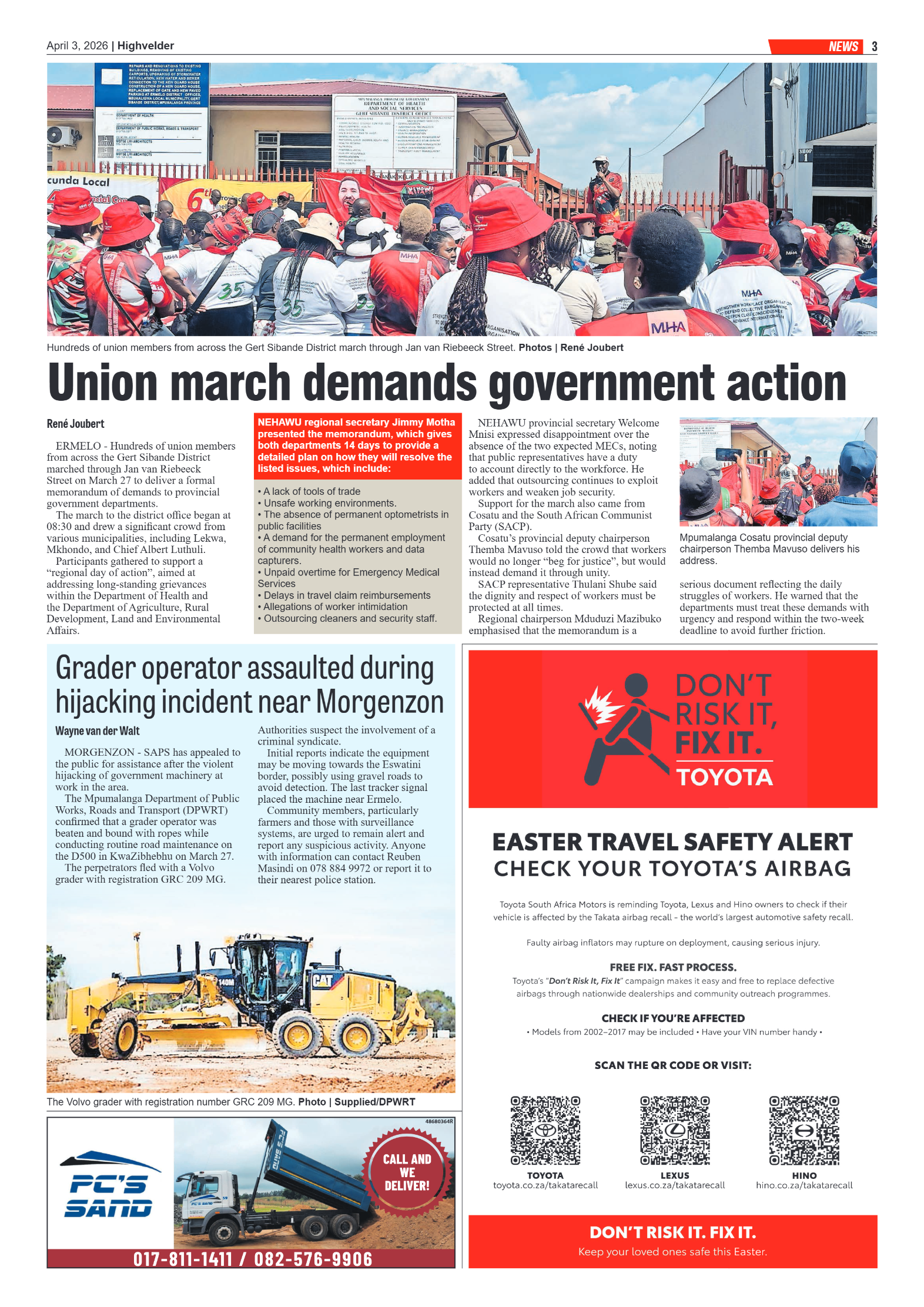 Highvelder Newspaper 3 April 2026 page 3