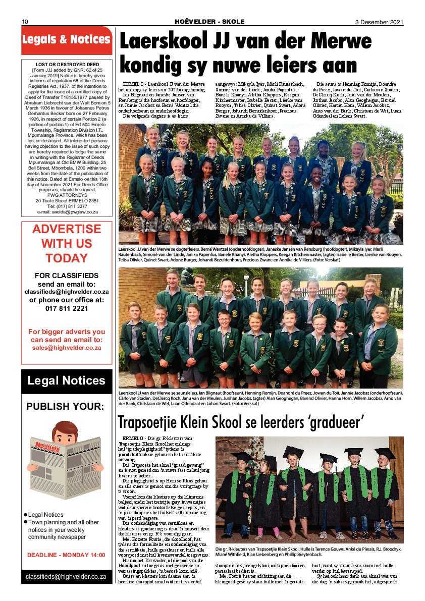 Highvelder Newspaper 3 December 2021 page 10