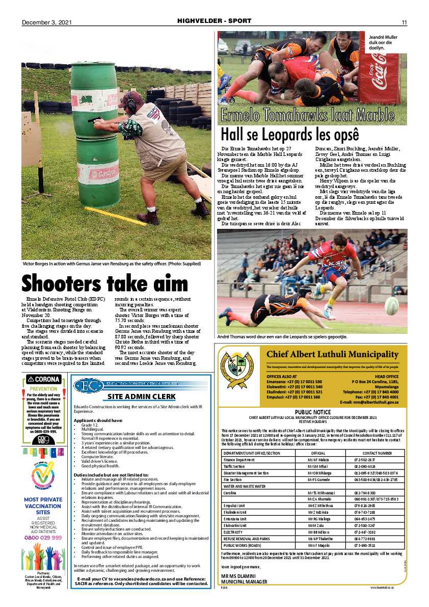 Highvelder Newspaper 3 December 2021 page 11