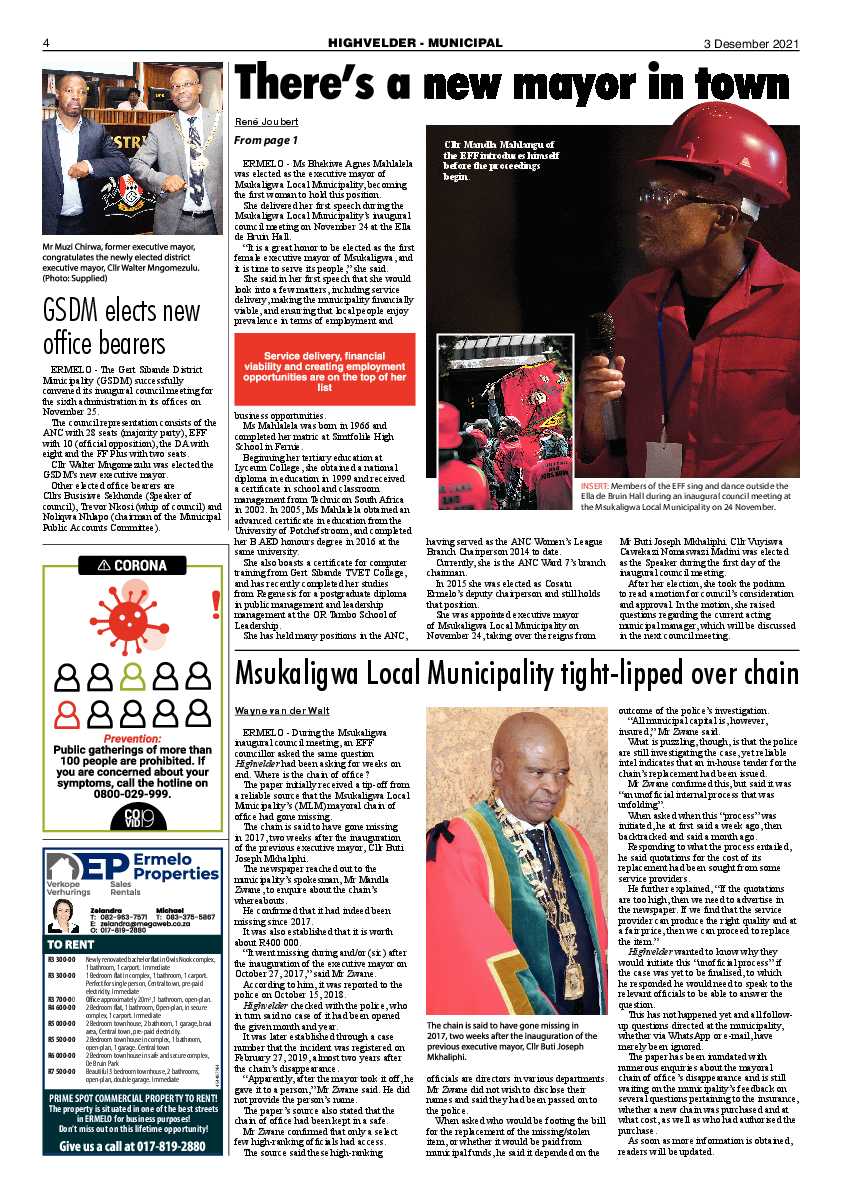 Highvelder Newspaper 3 December 2021 page 4