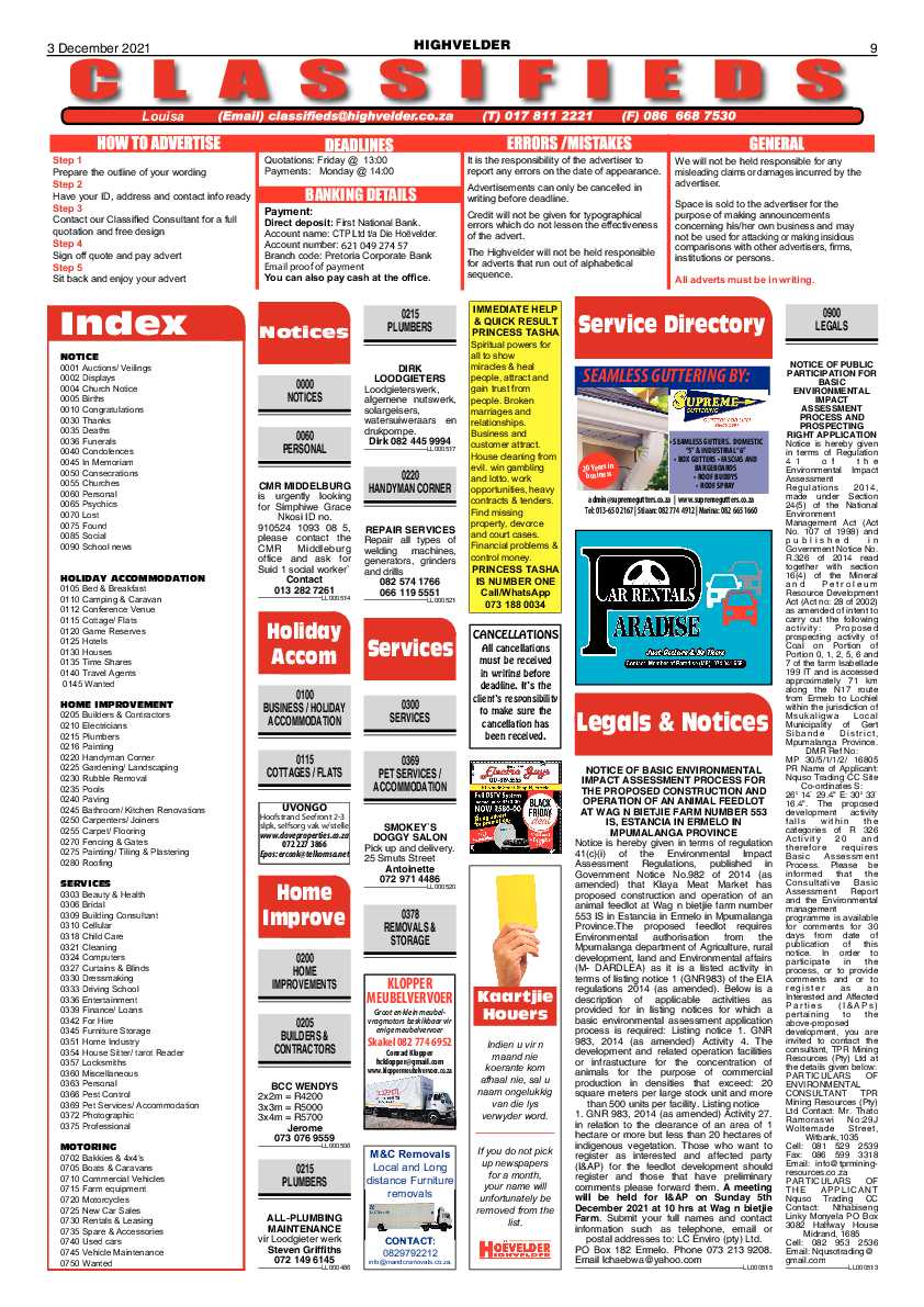 Highvelder Newspaper 3 December 2021 page 9