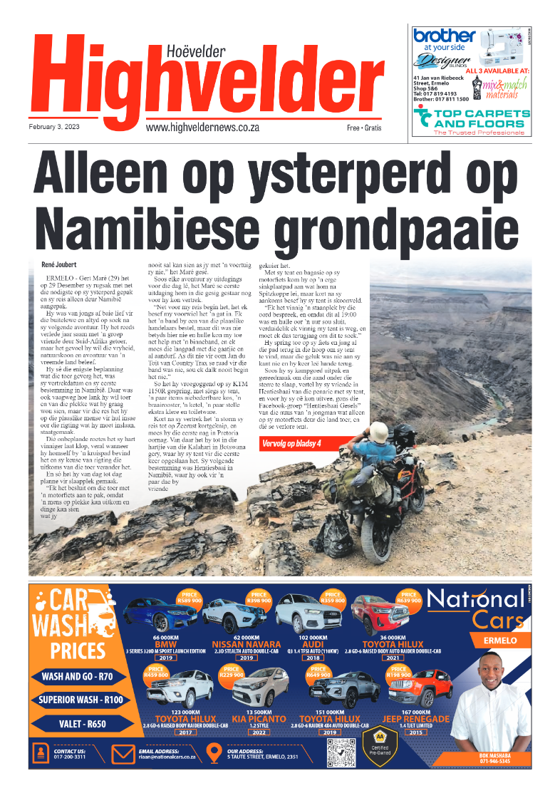 Highvelder Newspaper 3 February 2023 page 1
