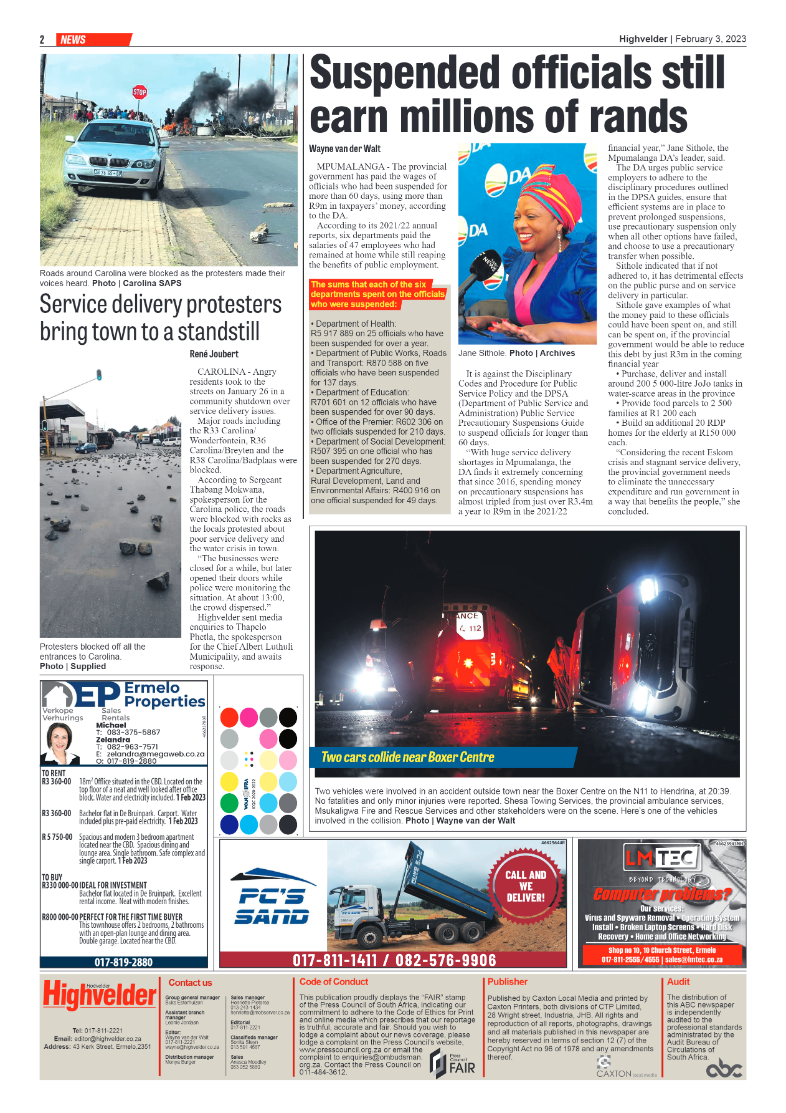 Highvelder Newspaper 3 February 2023 page 2
