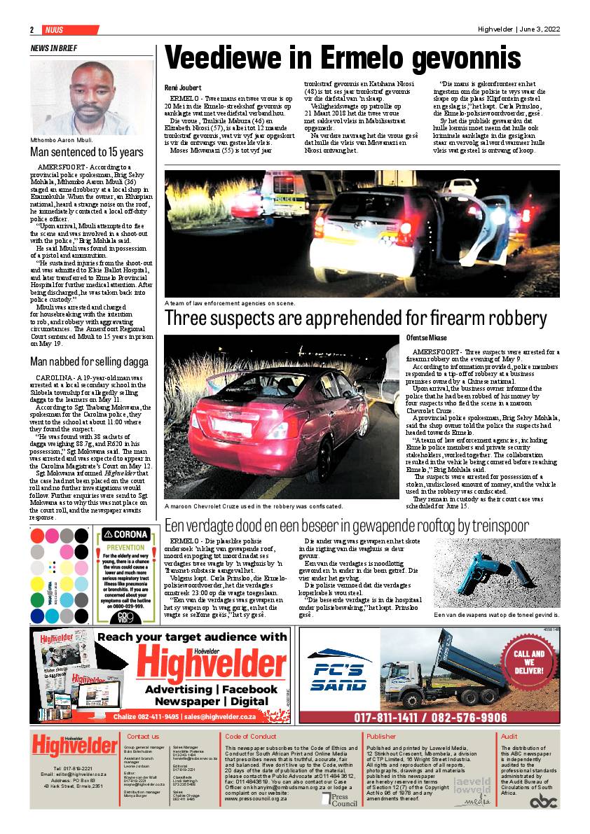 Highvelder Newspaper 3 June 2022 page 2