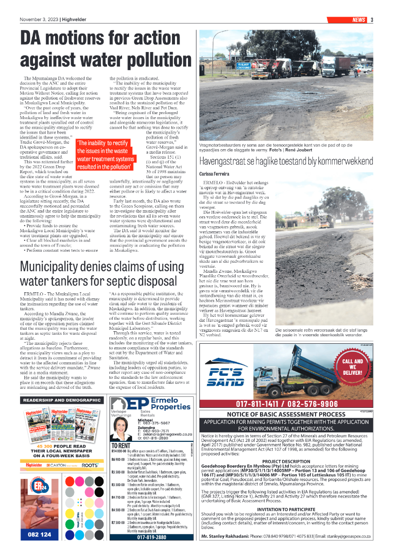 Highvelder Newspaper 3 November 2023 page 3
