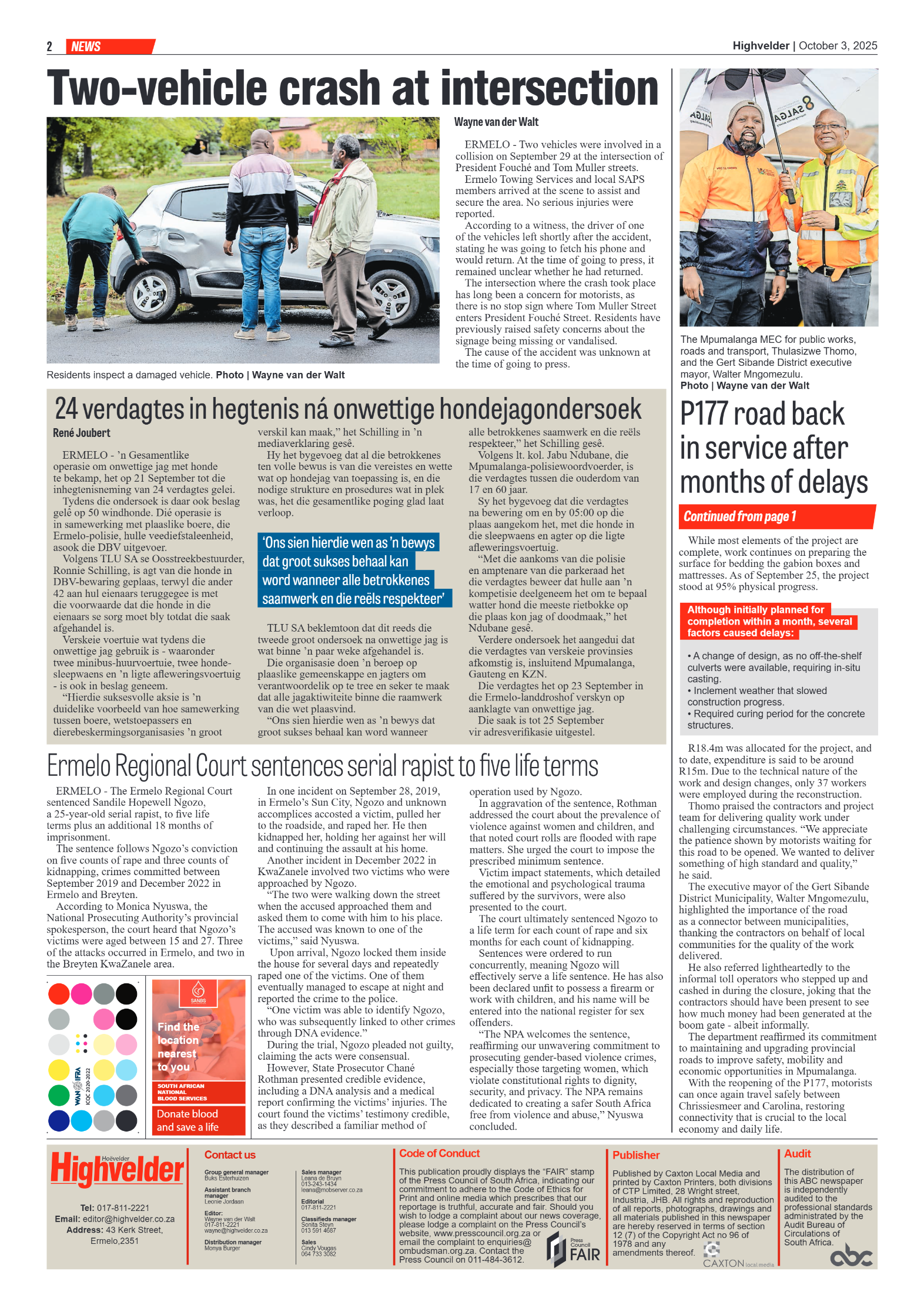 Highvelder Newspaper 3 October 2025 page 2