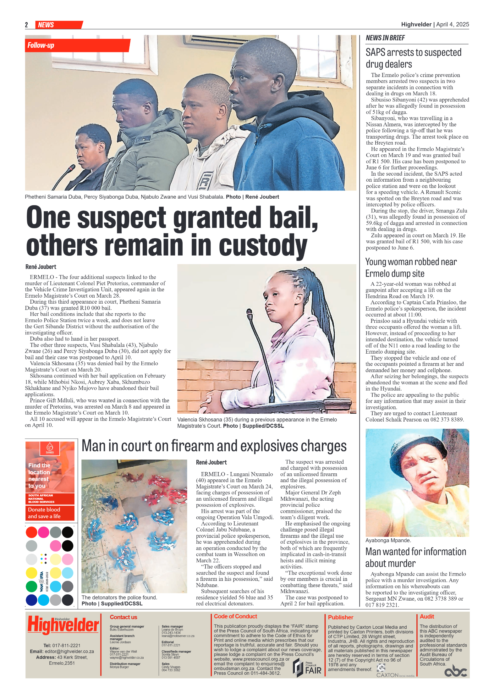 Highvelder Newspaper 4 April 2025 page 2
