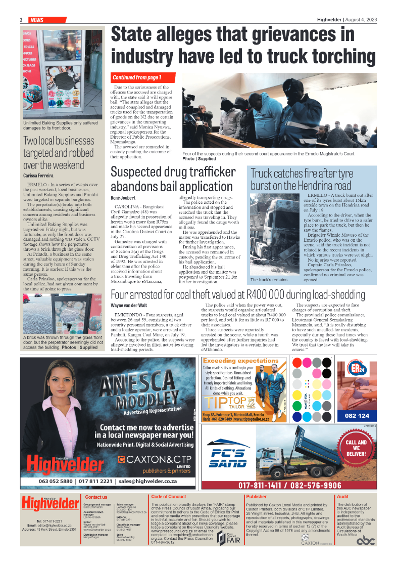 Highvelder Newspaper 4 August 2023 page 2