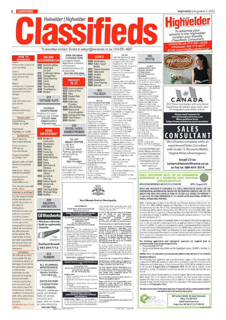 Highvelder Newspaper 4 August 2023 page 6