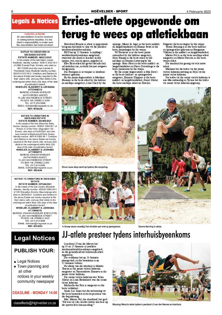 Highvelder Newspaper 4 February 2022 page 6