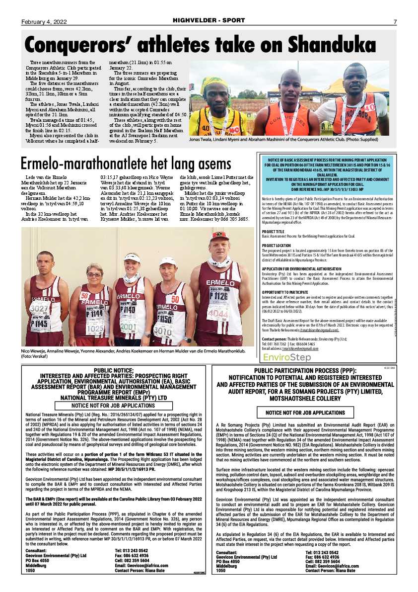 Highvelder Newspaper 4 February 2022 page 7