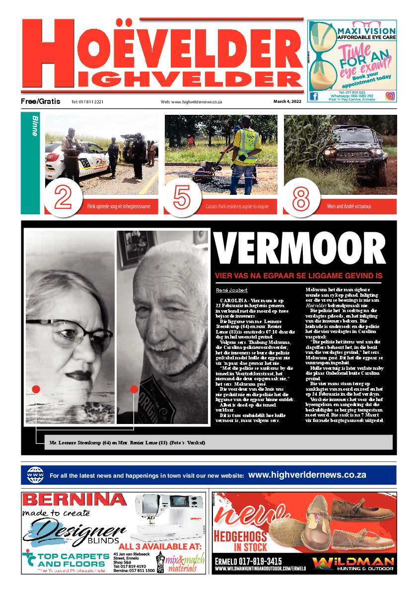 Highvelder Newspaper 4 March 2022 page 1