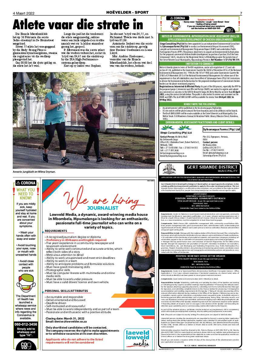 Highvelder Newspaper 4 March 2022 page 7