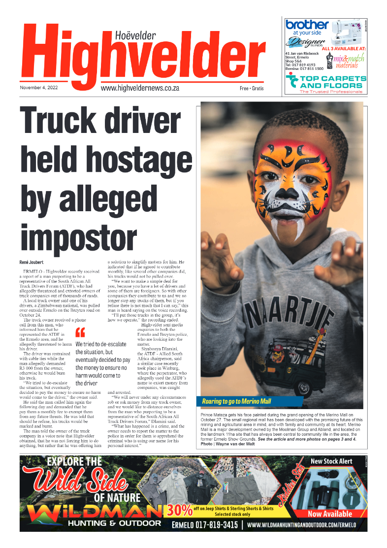 Highvelder Newspaper 4 November 2022 page 1