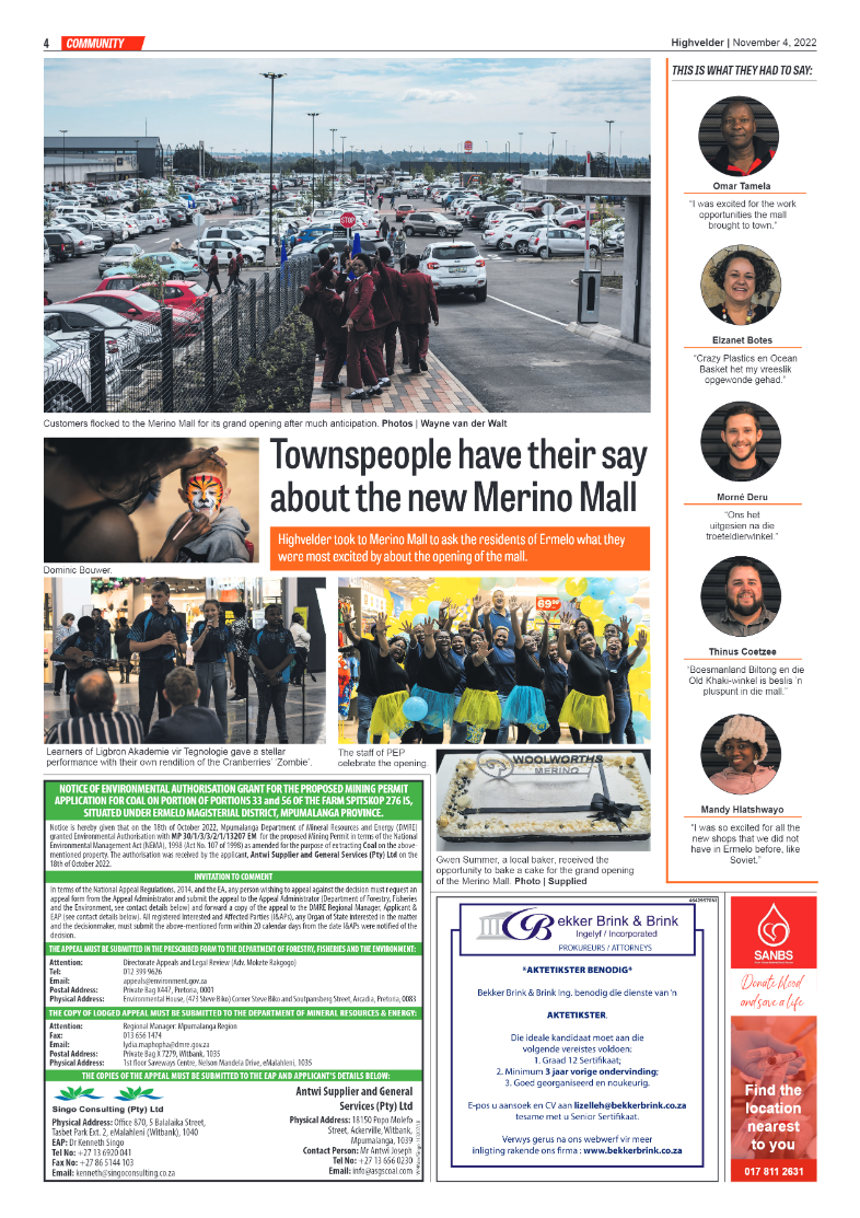 Highvelder Newspaper 4 November 2022 page 4