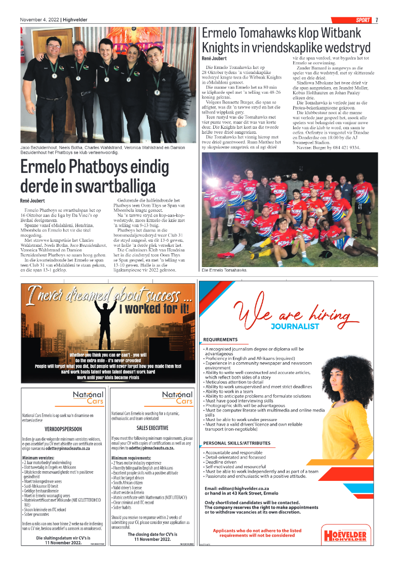 Highvelder Newspaper 4 November 2022 page 7