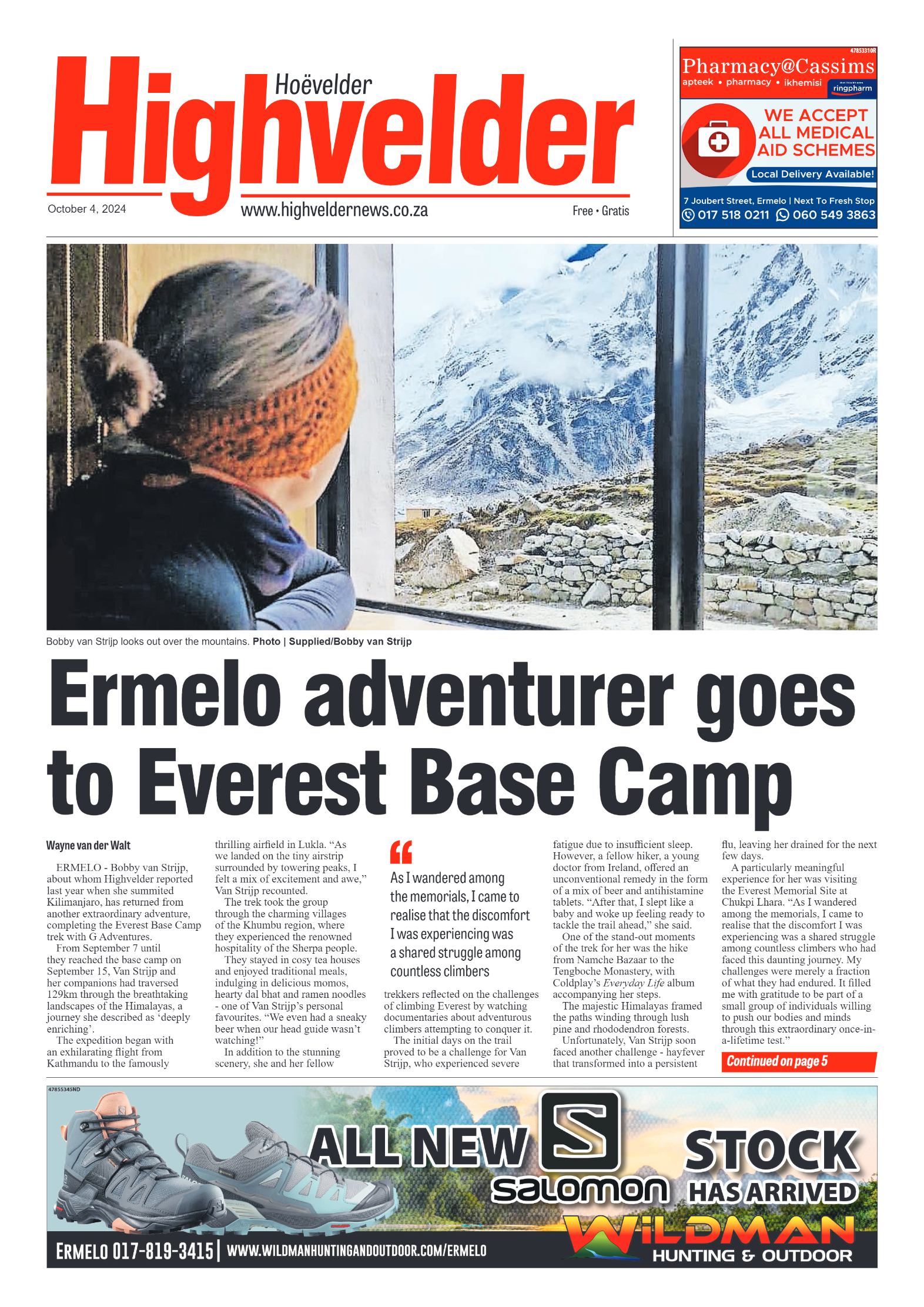Highvelder Newspaper 4 October 2024 page 1