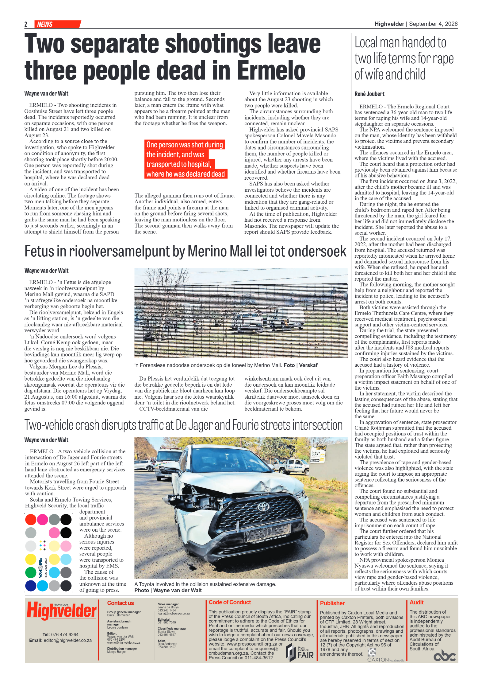 Highvelder Newspaper 4 September 2026 page 2