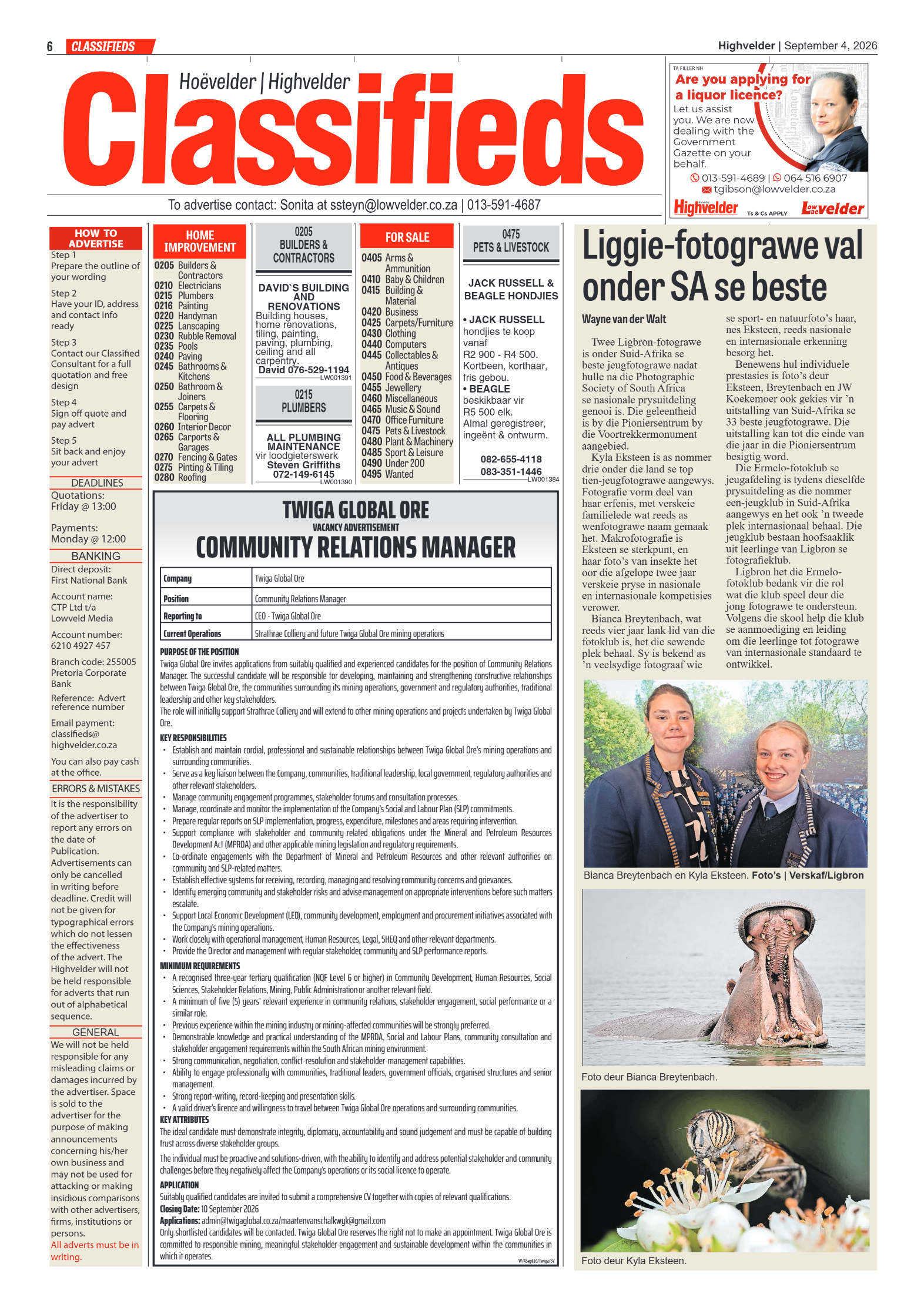 Highvelder Newspaper 4 September 2026 page 6