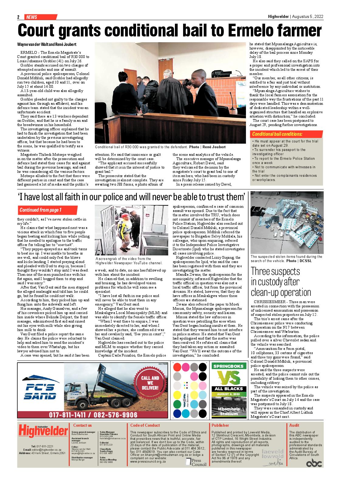 Highvelder Newspaper 5 August 2022 page 2